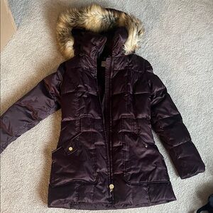 Women's Luxurious Fur Hooded Puffer Coat - Deep Purple